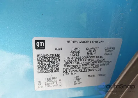 2025 Chevrolet Trailblazer Awd Rs z USA, uszkodzony, nr VIN KL79MUSL2SB091125